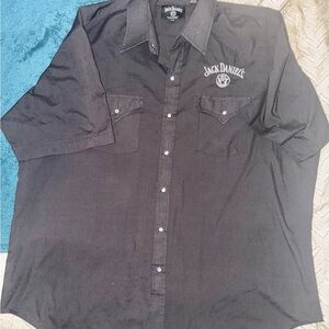 Jack Daniels Black Men's Short Sleeve Pearl Snap Shirt